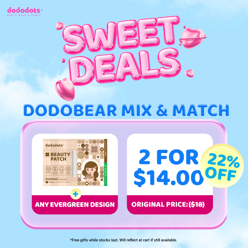 [2 FOR $14] Dodobear Mix & Match | Transparent & Colored Clinical-Grade Hydrocolloid Dododots Pimple Patches Best Seller