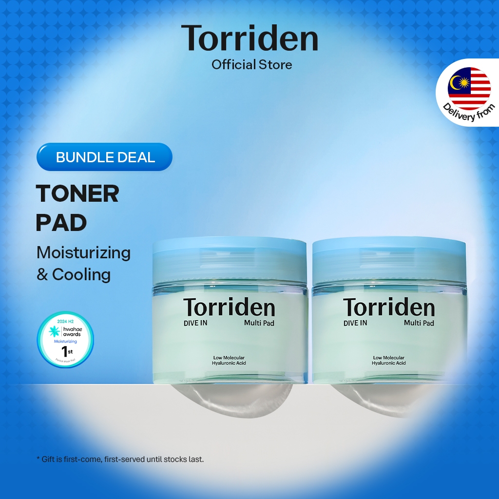 [Bundle of 2][Torriden Official] DIVE IN Low Molecular Hyaluronic Acid Multi Pad for Pore Minimizing & Redness Relief & Exfoliating, 80eaX2ea