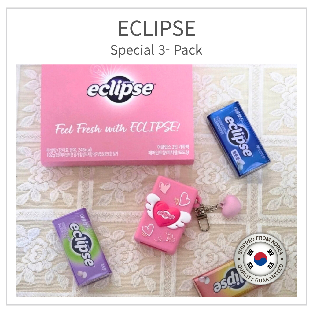 Eclipse Special 3-Pack Gift Set | White Day Limited Edition | Sugar-Free Gum | Silicone Keyring Case | 7-Eleven Exclusive