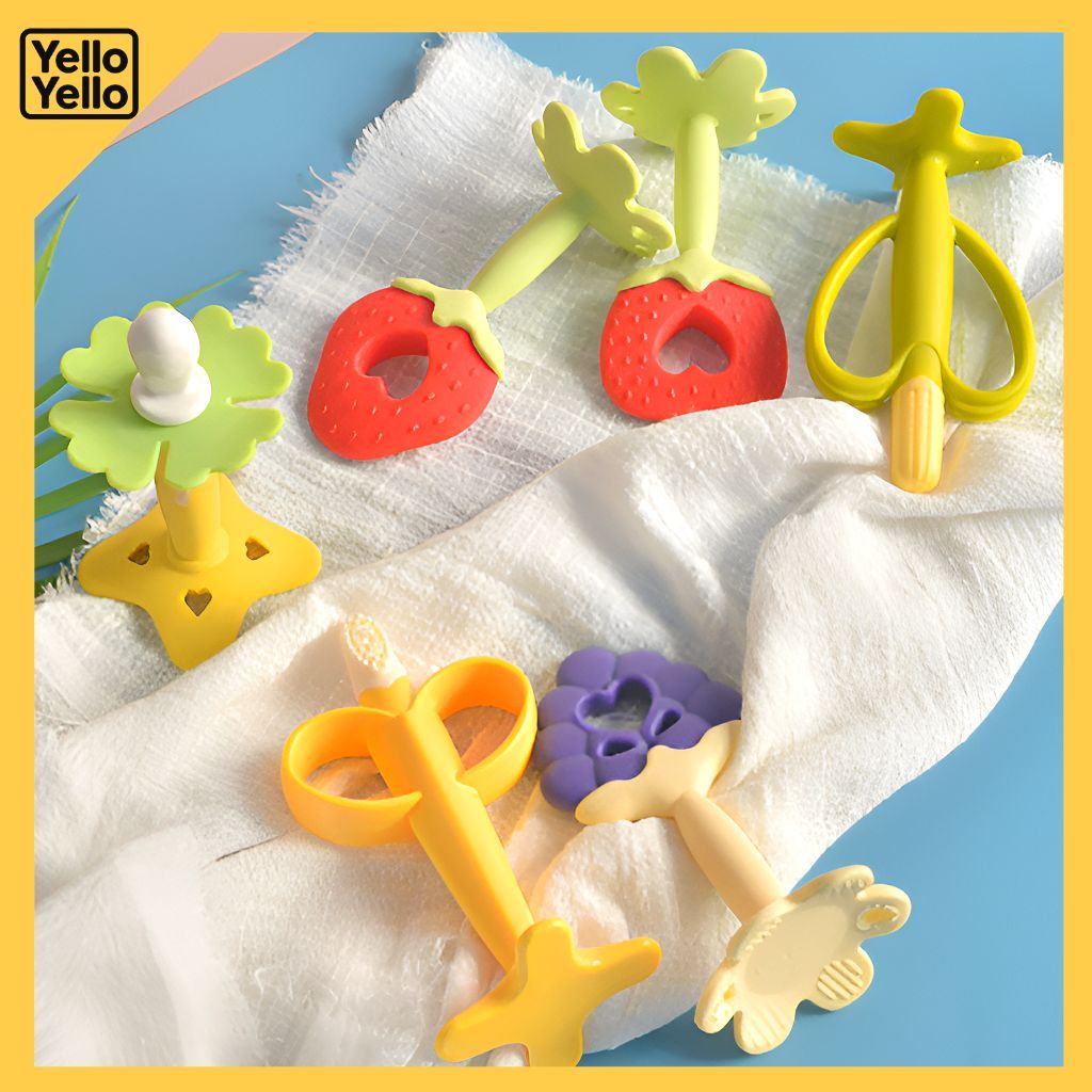 PERFECTION Platinum Silicone Fruit Teether Grape Banana Strawberry Apple for Baby Gums
