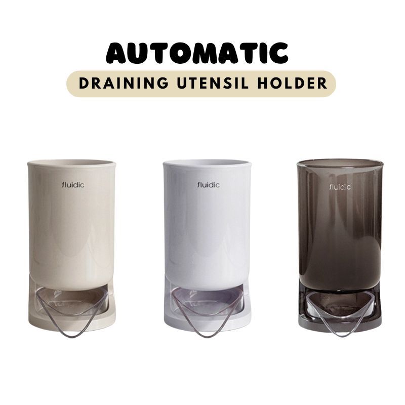 [FLUIDIC] Automatic Draining Utensil Holder | Modern Kitchen Organizer with Innovative FLUIDIC Technology | Efficient Utensil Drying Rack