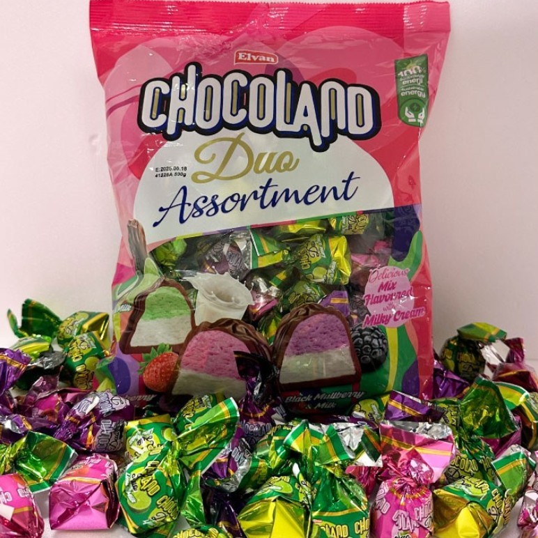 Elvan Chocoland Duo Assortment Chocolate 500g 50pcs Bulk Mixed Filled Chocolate Valentine’s Day Gift Snack