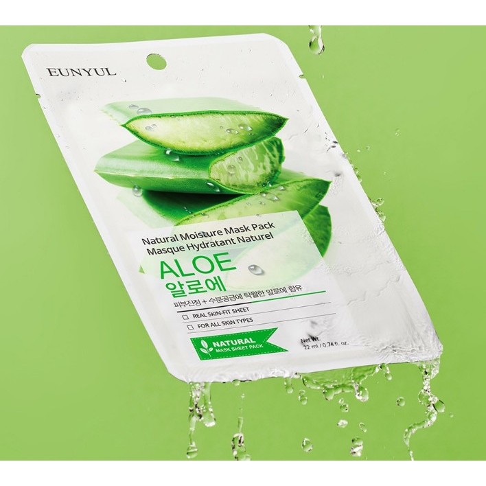 [Eunyul] Natural Moisture Aloe Sheet Mask Soothing Hydrating Face Mask Korean Skincare 1 Day 1 Pack Sensitive Skin Cooling Moisturizing