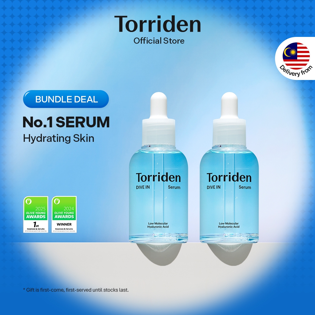 [Bundle of 2][Torriden Official] DIVE IN Hyaluronic Acid, No.1 Hydrating & Soothing Serum for Moisture Glow 50ml*2ea_Box ver