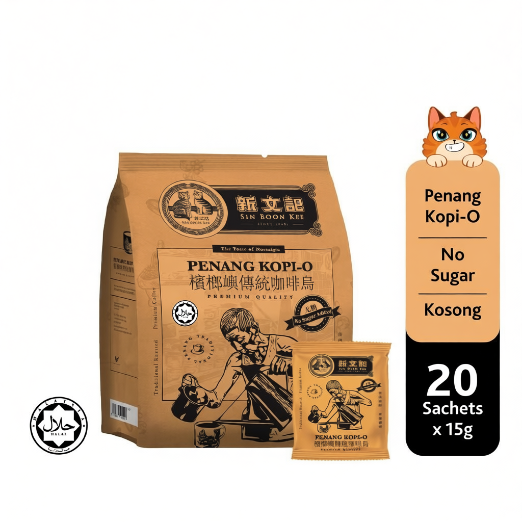 [ HALAL ] Sin Boon Kee Penang Kopi-O｜No Sugar Coffee｜Kopi-O Kosong tanpa Gula｜15g x 20 sachets