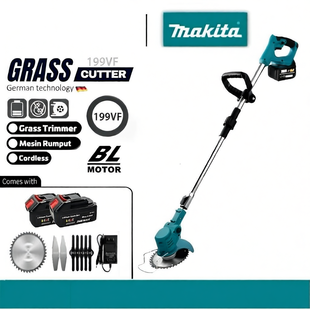 MAKITA Mesin Rumput Cordless Grass Cutter Cordless Grass Trimmer Lawn Mower Bateri Heavy Duty Cutter Mesin Potong Rumput