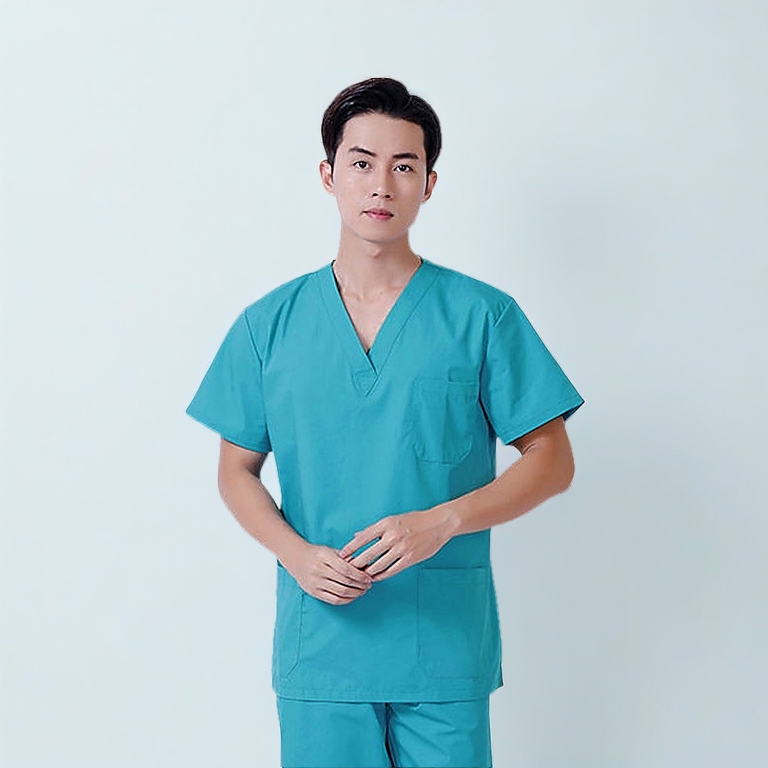 [TOP Only] Free Name Scrub Suit Short Sleeve Clinic Dental Spa Beauty Medical  Nurse Suit Hospital Uniform Surgical Clothes