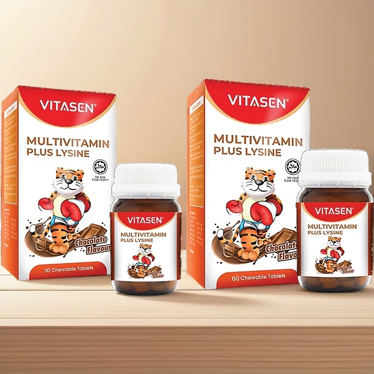 VITASEN Multivitamin Plus Lysine Tablet 60s Chocolate / Orange Flavor