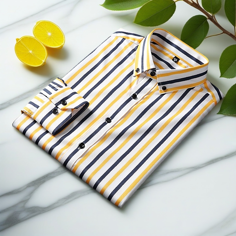 Casual Long Sleeve Non Iron Striped Korean Style Social Office Men Dress Shirt