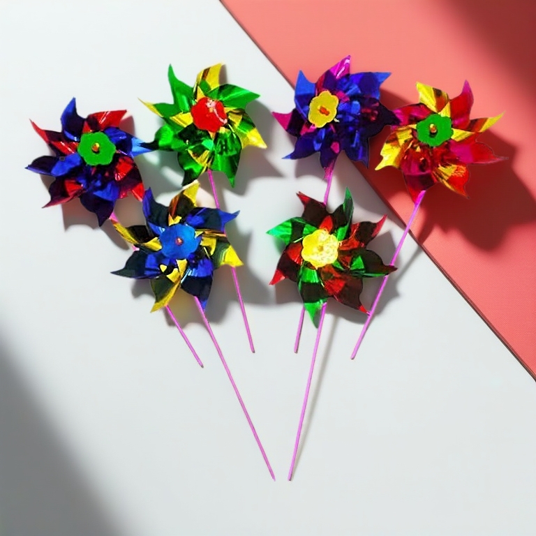 Kids DIY Cute Colorful Plastic Windmill Small Pinwheel Kid Classic Art Wind Spinner Toys Garden Wedding Party Decor WJTP