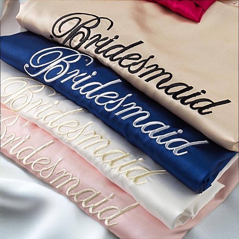 ?M'SIA READY STOCK 现货? Wedding Robe Bride & Bridesmaid Wedding Party Bathrobe/Pyjamas/Nightwear/Dress (Silk) 新娘晨袍 伴娘派对睡