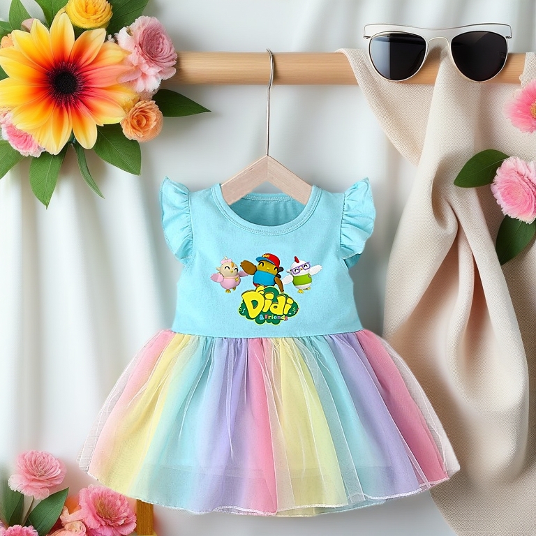 Didi & Friends Cartoon Girl Dress Kawaii Princess Dresses Kids Clothing for 1-4Y