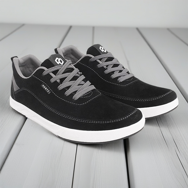 Hertz - Men's Sneakers H 4201 Hertz Brand Casual Shoes for Hangouts, School, College, Work, Events, Trendy, Quality, Black