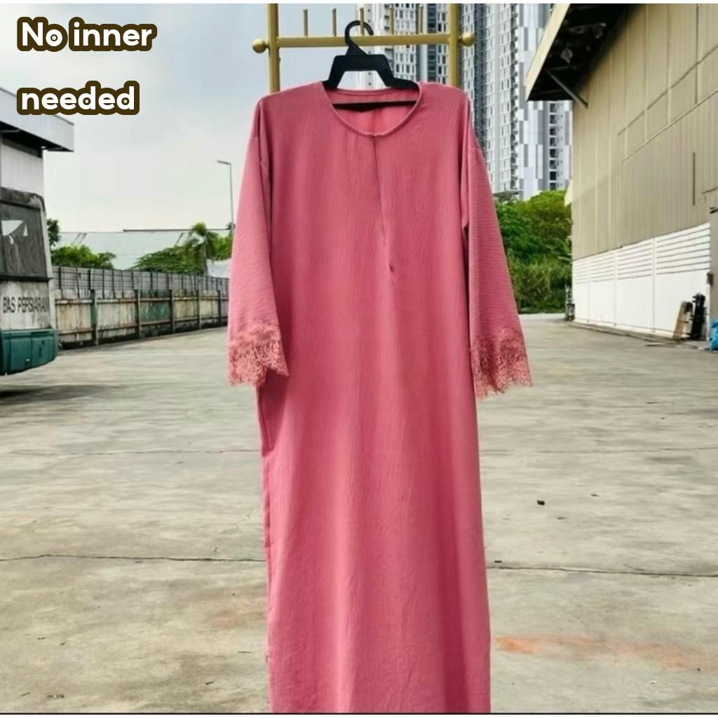 Jasmine Kaftan Viral With Lace Trending CEY Plain Muslimah Kain Wanita