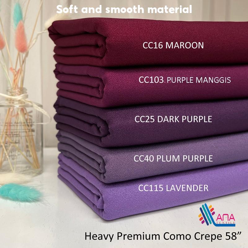CC1-CC122 Premium Heavy Como Crepe Bidang 58 Kain Pasang Harga Utk 0.5m Ana Textile