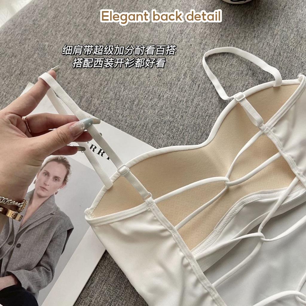 Maniyun Sexy Beauty Back Ice Silk Seamless Camisole With Padding Outside Wear Adjustable Women Sling Singlet