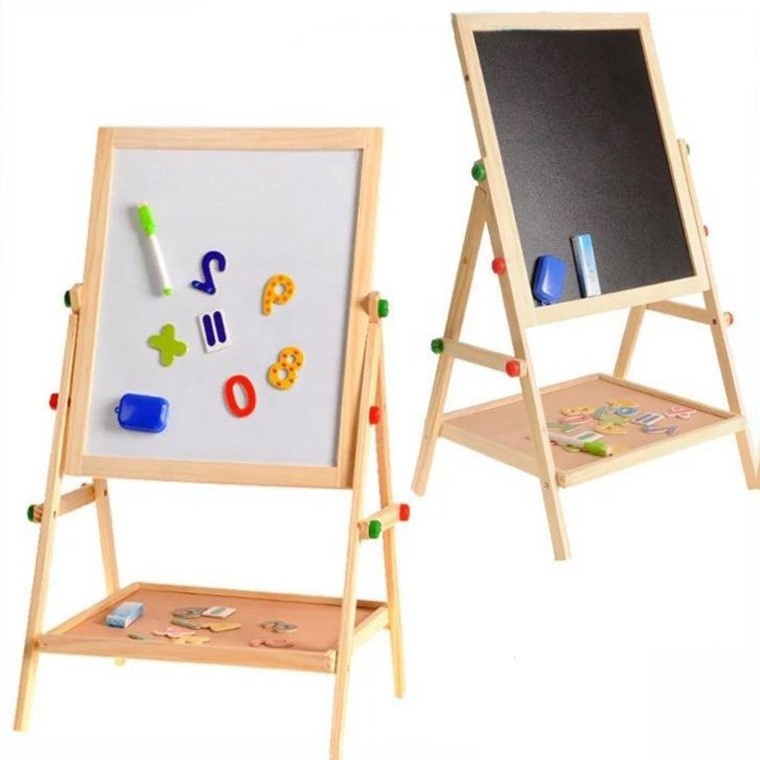 Wooden 2In1 Adjustable Black And White Board Double Sided Writing Board Toy Early Leaning Best Gift For Children (2609)