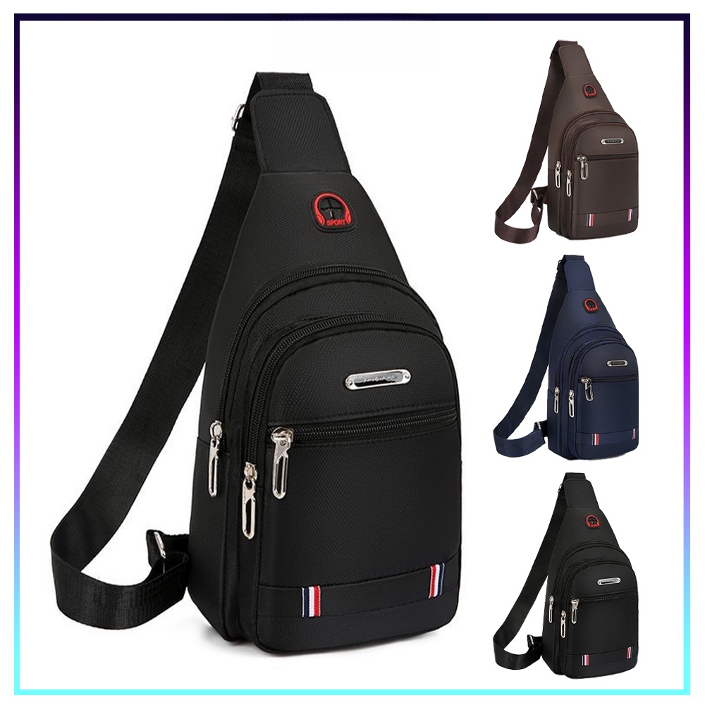 READY STOCK Sling Bag Men Chest Bag Outdoor Travel Korean Canvas Men Bag Multifunctional Cross Body Bags - DUNCAN