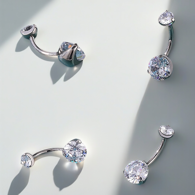 1 PC G23 Titanium Navel Piercing 14G Crystal Belly Button Piercing Silver Body Piercing Prevent Allergy Navel Ring Jewelry