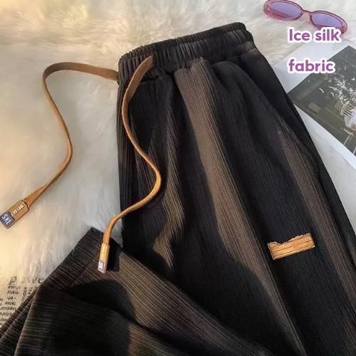 Ice Silk Long Sweat Pants Unisex Fashion Korean Simple Casual Wide Leg Seluar Panjang Fresh Soft Summer Loose 休闲长裤男女 P90