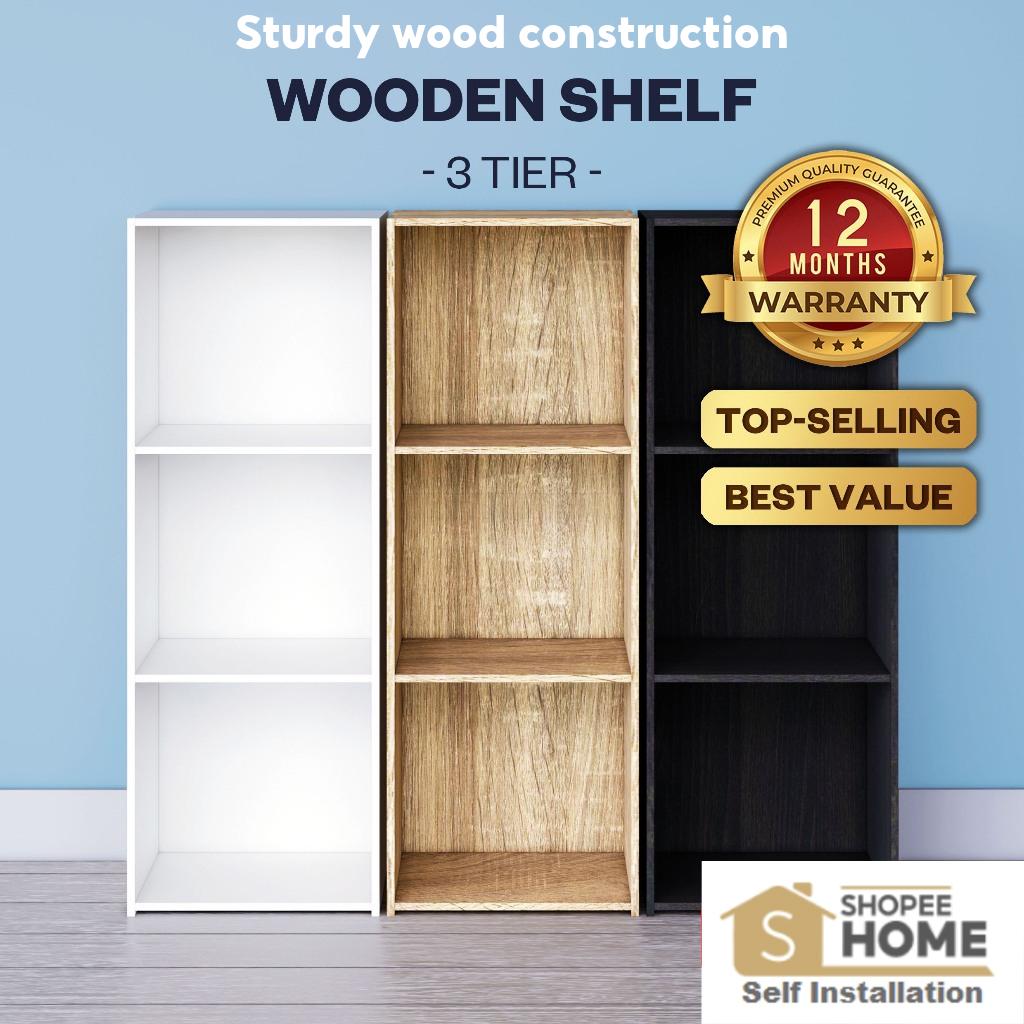 Rak Buku 3 Tingkat my-com 3 Tier Bookshelf my-com/DIY Utility Shelf/Home Furniture/Wood Shelf E-3