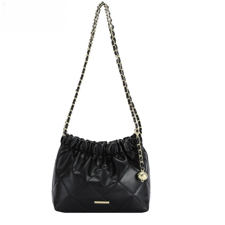 Laber Lee Women’s Shoulder Bag – Soft Leather Pleated Sling with Chain