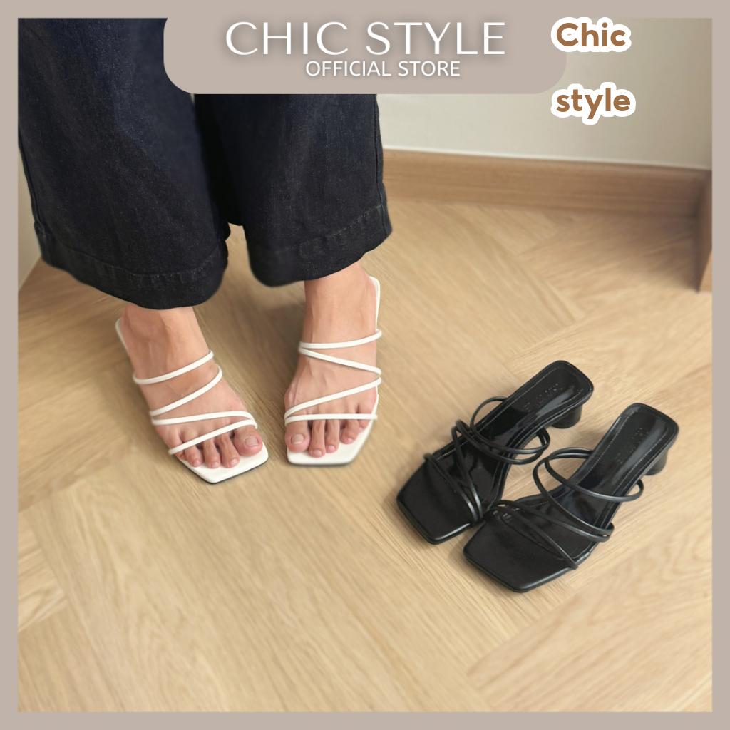 CHIC STYLE Elvie Strappy Heeled Sandals | Casual Slip On Low Heels | Kasut Perempuan | Size 35 - 40