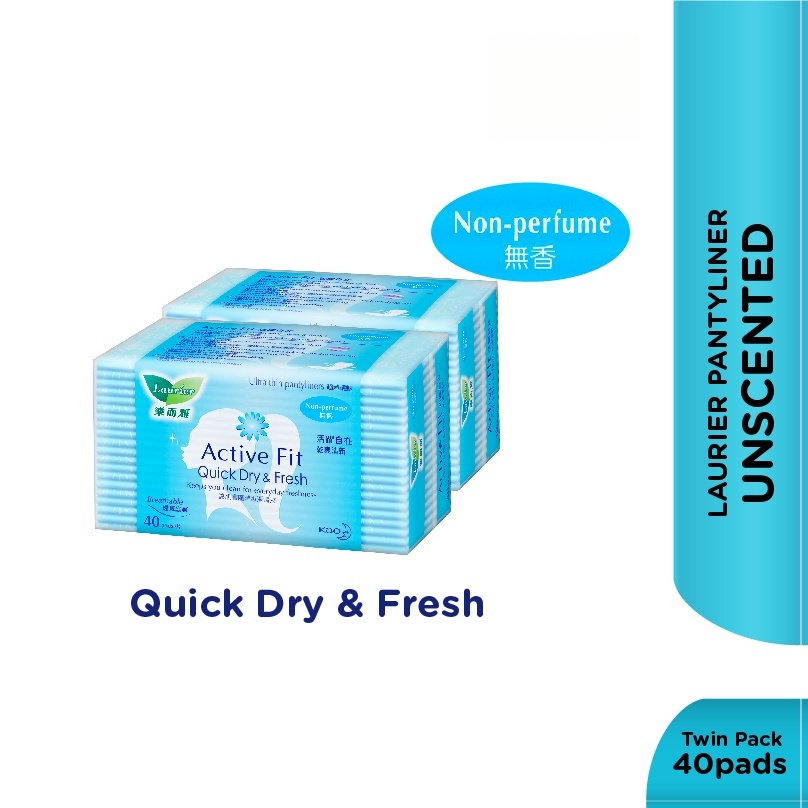 LAURIER Pantyliner Active Fit Non Perfume Twin Pack, 40Pcs