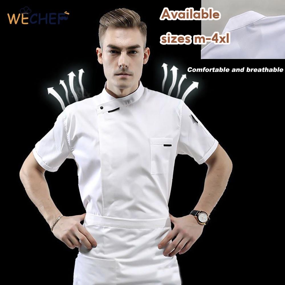 ???MALAYSIA READY STOCK?Chef Uniform Baju Shirt French Chef Work Clothes Printing High-End Hotel Catering Kitchen Short-Sleeved Waiter