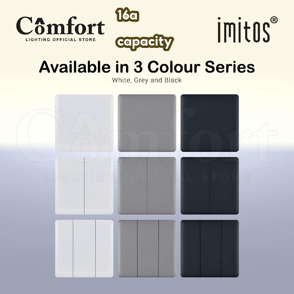 【SIRIM】 Wall Socket Light Switch 16A White 1/2/3/4 Gang 1/2 Way Door Bell TV Socket Auto Gate With Neon