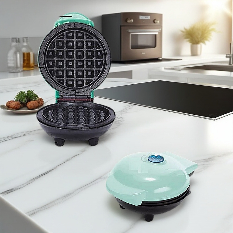 [MSIA 3PIN] Gadgetbin Mini Waffle Maker Non Stick Waffle Machine DIY Kitchen DIY Cake Baking Breakfast Machine -Green