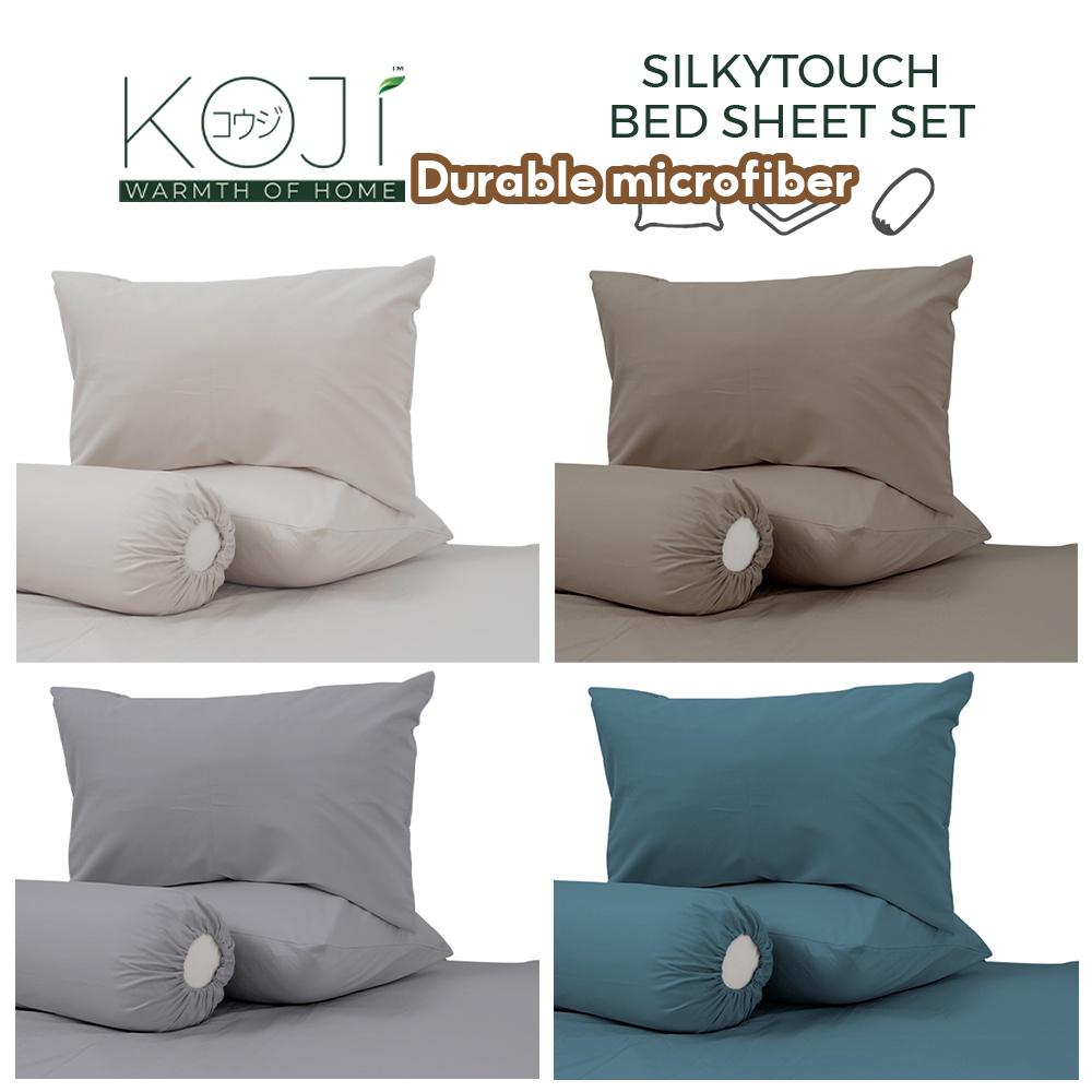 KOJI Silky Touch- Solid Series I- Microfibre Fitted Bed Sheet Set 3 IN 1 (Single / Super Single / Queen / King)