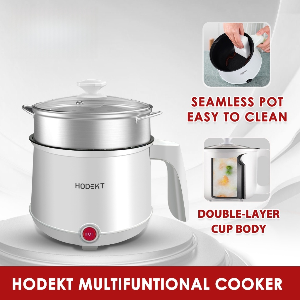 HODEKT 1.5L Electric Frying Pan Rice Portable Mini Rice Cooker Periuk Nasi Multicooker With Steamer