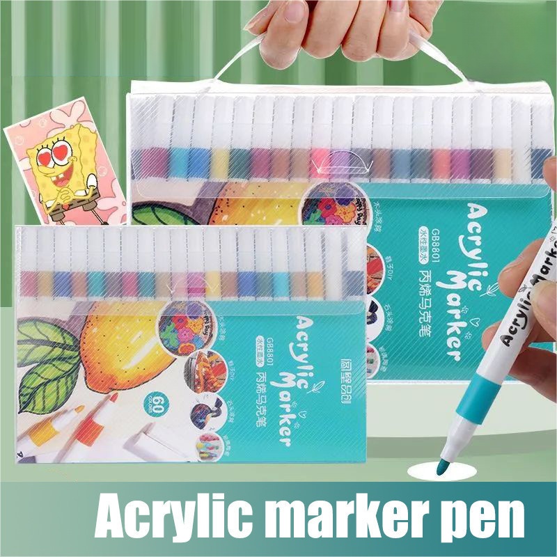 12/24/36/48/60/80 Colour Marker pen Acrylic mark Waterproof Markerpen Kids Drawing Permanent Art Marker Maker Pen
