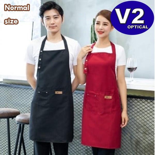 (1 PCS) Hang Neck Apron with Front Pocket Coffee Shop Fashion Full Apron Kitchen Adult Overalls