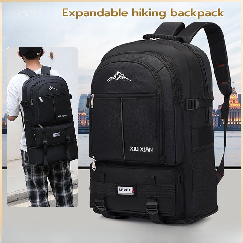 Ready Stock 56-75L Hiking Backpack Large Capacity Backpack Travel Outdoor Bag Waterproof Mountain Bag Travel Hiking Bag