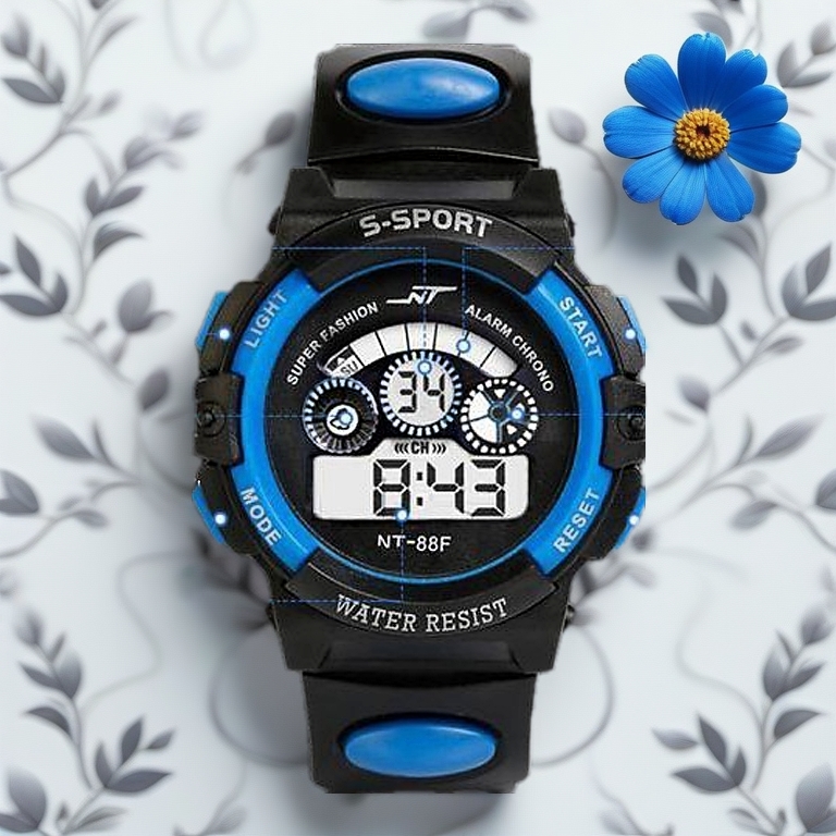 Sports Digital LED Watch - Durable Electronic Timepiece for Children, Water Resistant, Multiple Functions
