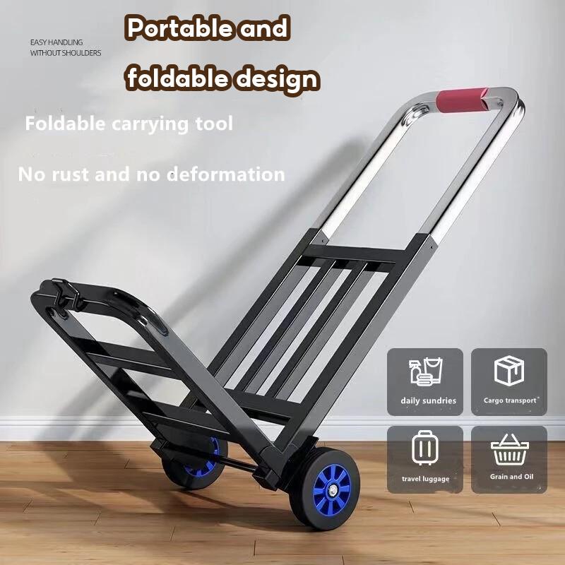 Trolley Heavy Duty MAX 300KG Troli Barang Portable Extendable Hand Truck Troli Multipurpose Silent Rubber 2/6 Wheel