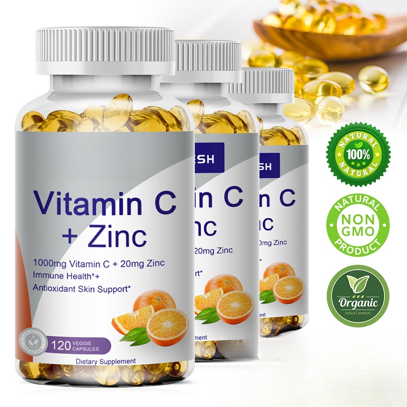 Vitamin C 1000mg with Zinc 20mg | for Antioxidant, Immune System,Promote Metabolism, Skin Health Support Supplement | Adults Children | Non-GMO & Gluten Free Vegan