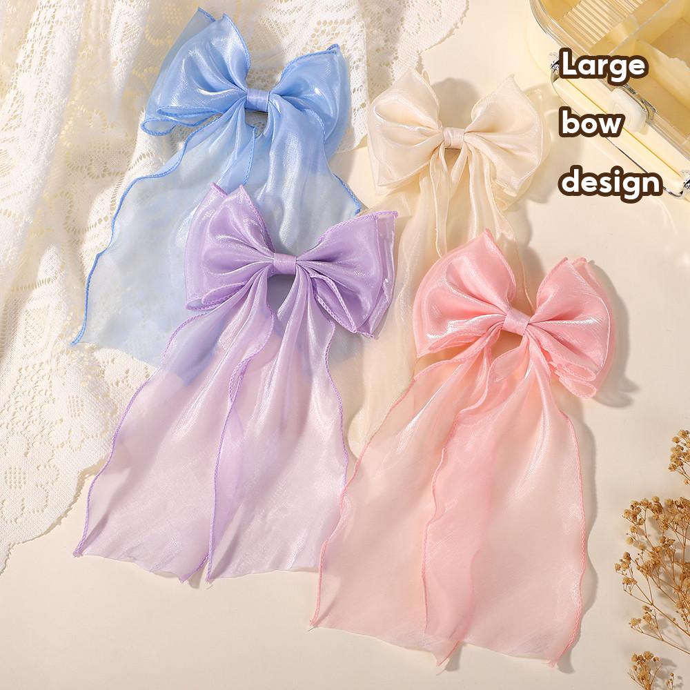 1pc Fashion Elegant Large Bow Ribbon Hair Clip Women Fashion Simple Satin Spring Clip Ponytail Bow Hairpin Girls Hair Accessories