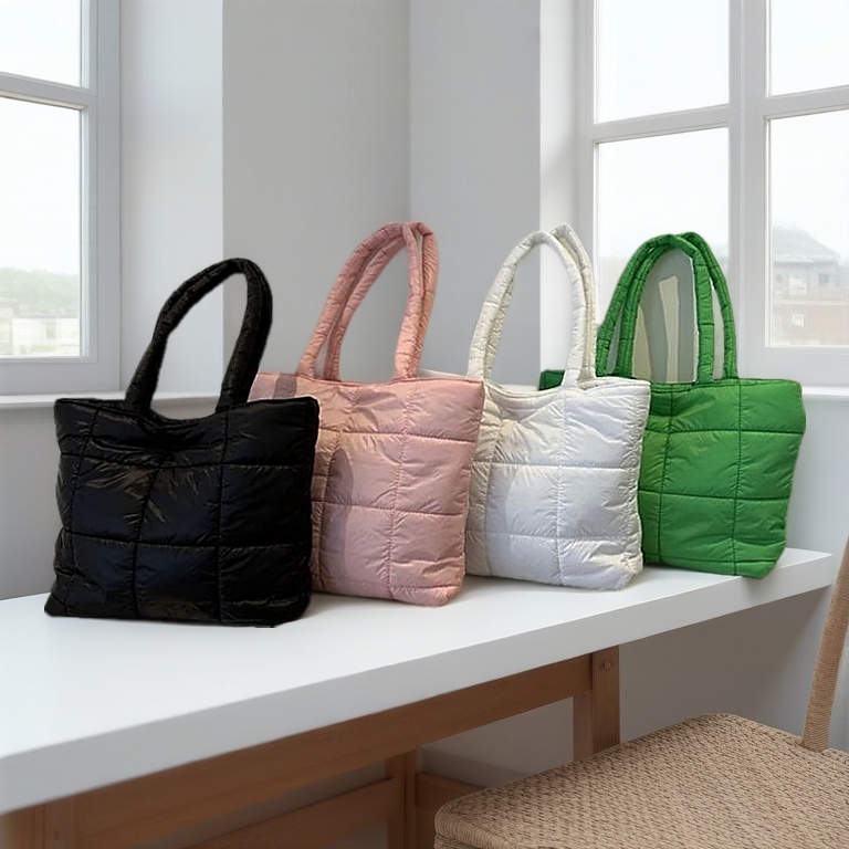 Puffy Bag Karen / Zipper Tote Bag Big Size Laptop Up To 16 Inch Trendy Laptop Bag College Bag Puffy Tote Bag Bubble Shoulder Bag