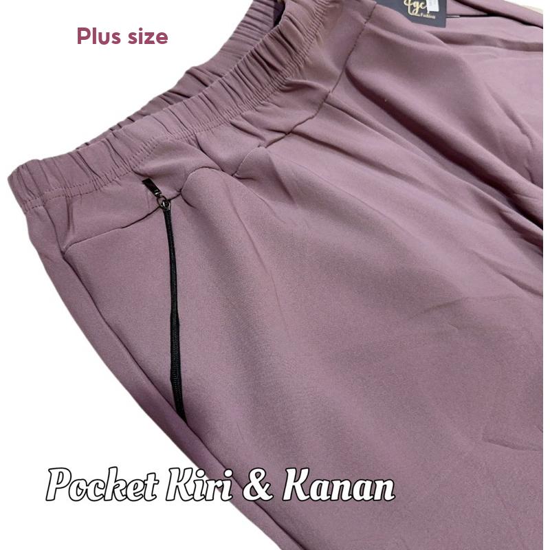 10XL Seluar Panjang Scuba Berpoket Zip Baggy LongPants Seluar Muslimah Memeri Stretch Saiz Besar Loose Cutting Plus Size