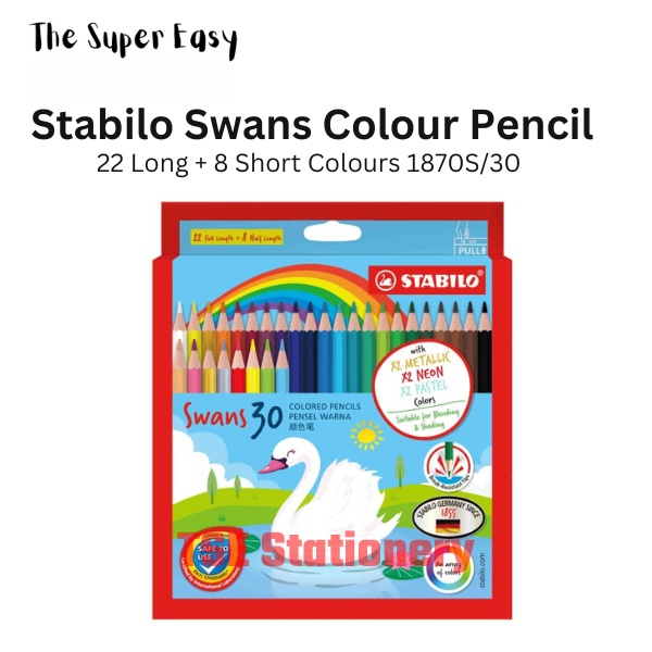 Stabilo Swans 12 Short 12 Long 16 Long 24 Long 30 Long 36 Long 48 Long Colour / Color Pencil Pensel Warna 1871S 1870S