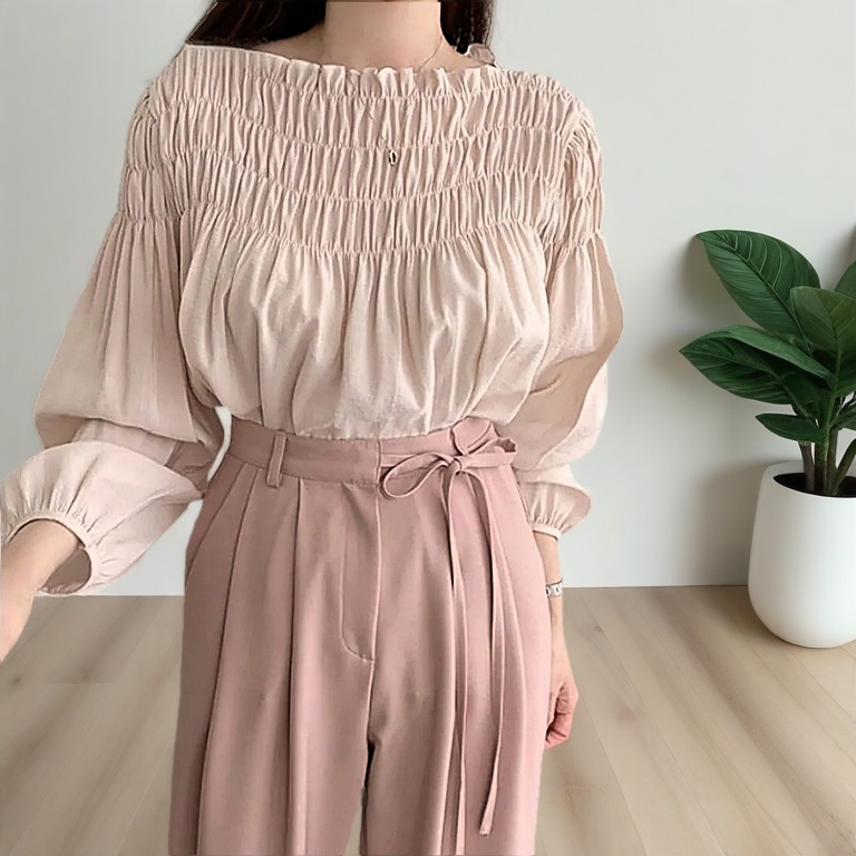 ?XZSS?[Ready Stock In Malaysia]Blouse Women Korean Style Solid Color Elegant Long Sleeve Shirt Fashion Top Loose Baju Kemeja Perempuan