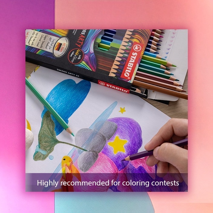 STABILO Swans ARTY Colour Pencil/Pensel Warna School Kids Stationery Set Home Stationery For Children  (12/24/36/48)