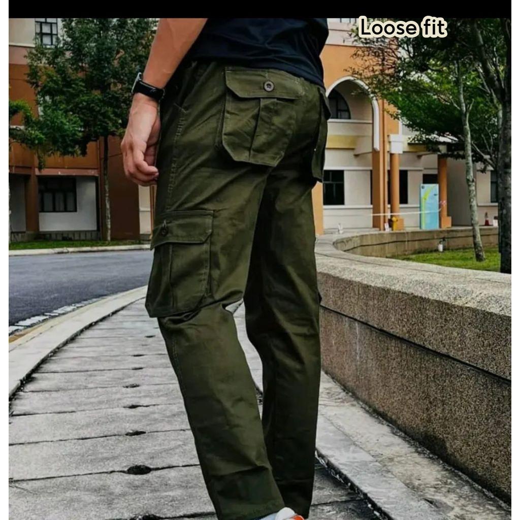 Seluar cargo pants men's straight cut [ expert quality ] kain 100% cotton strechable available stock