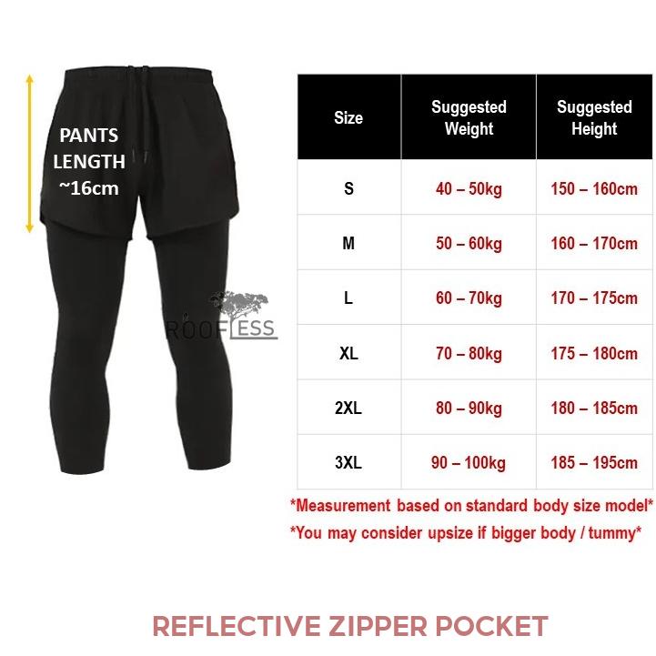 ROOFLESS Running Pants Seluar Running Lelaki 3 Suku Running Pants Men Seluar Sukan Lelaki Seluar Tight Lelaki 3 Suku