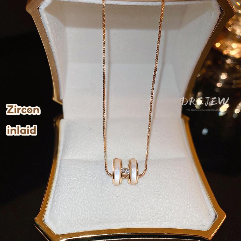 DREJEW Letter H Necklace Temperament Light Luxury High Sense Clavicle Chain Simple Necklace Female Hypoallergenic