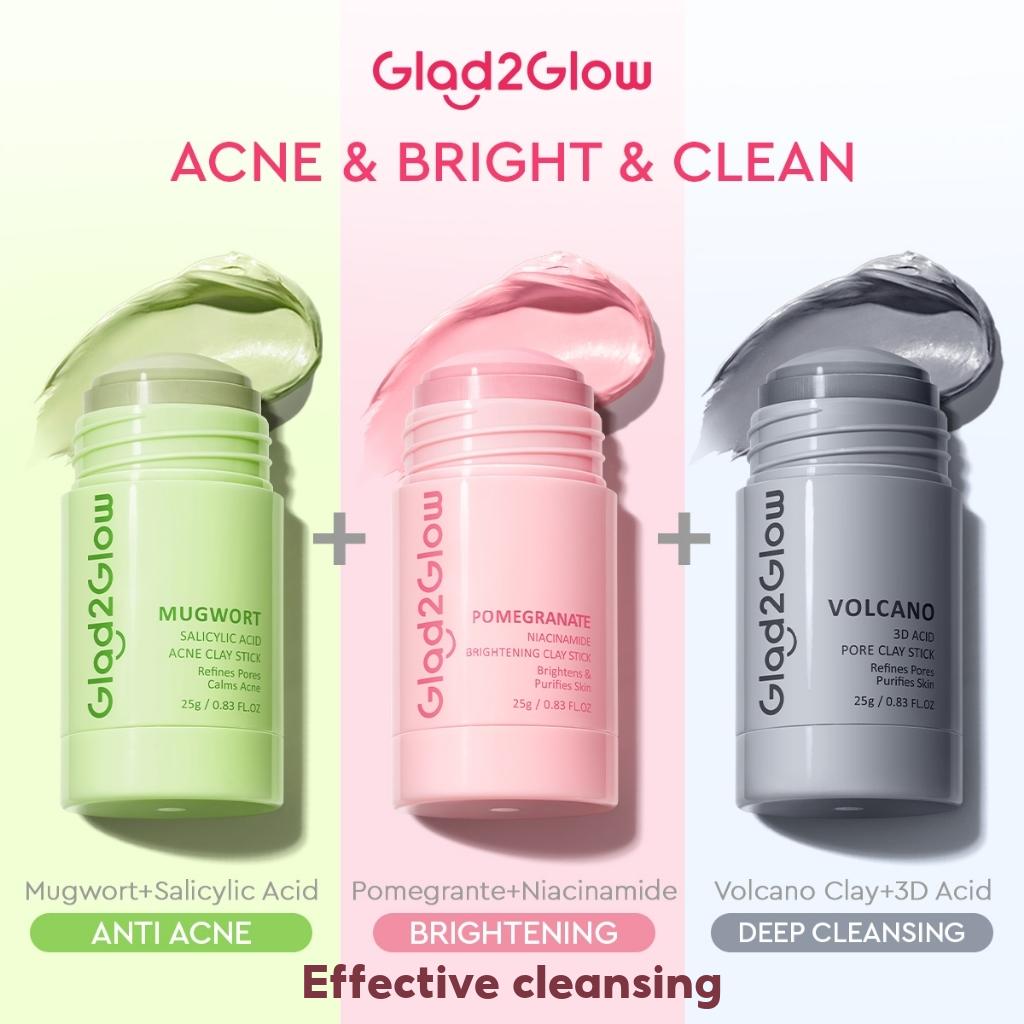 【Clay Stick】Glad2Glow Pomegranate Niacinamide Brightening /Mugwort Ance/Volcano Pore Clay Stick Face Mask Facial Mask