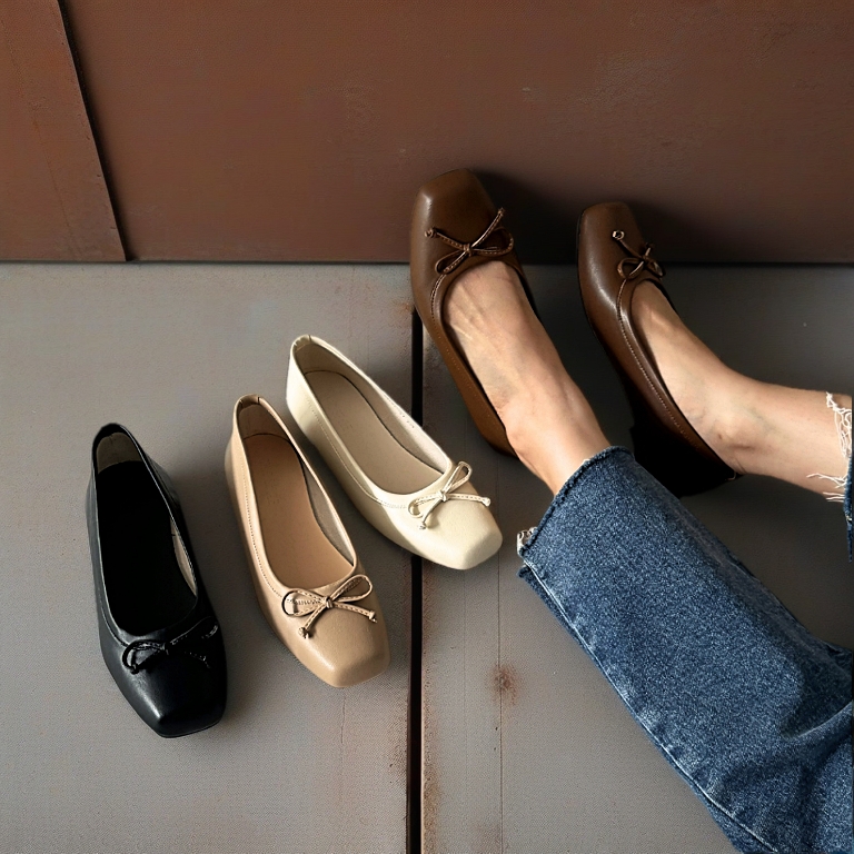CHIC STYLE Bethel Bow Ballet Flats | Casual OL Workwear Shoes | Kasut Rata Perempuan | Size 35 - 40
